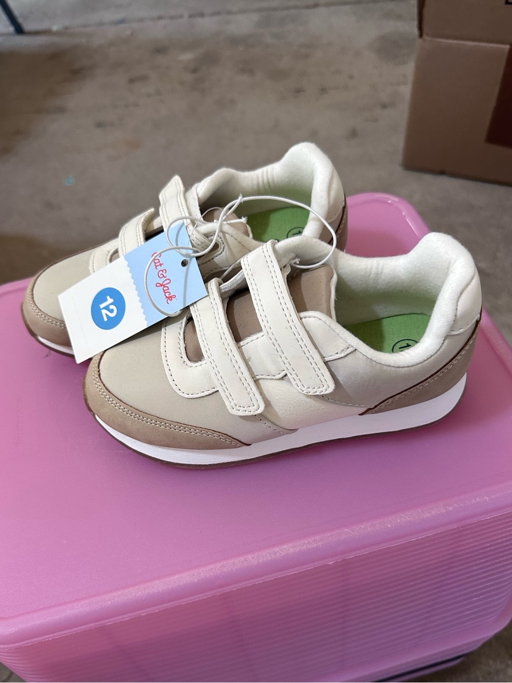 Cat & Jack Beige & Cream Kids Velcro Sneakers